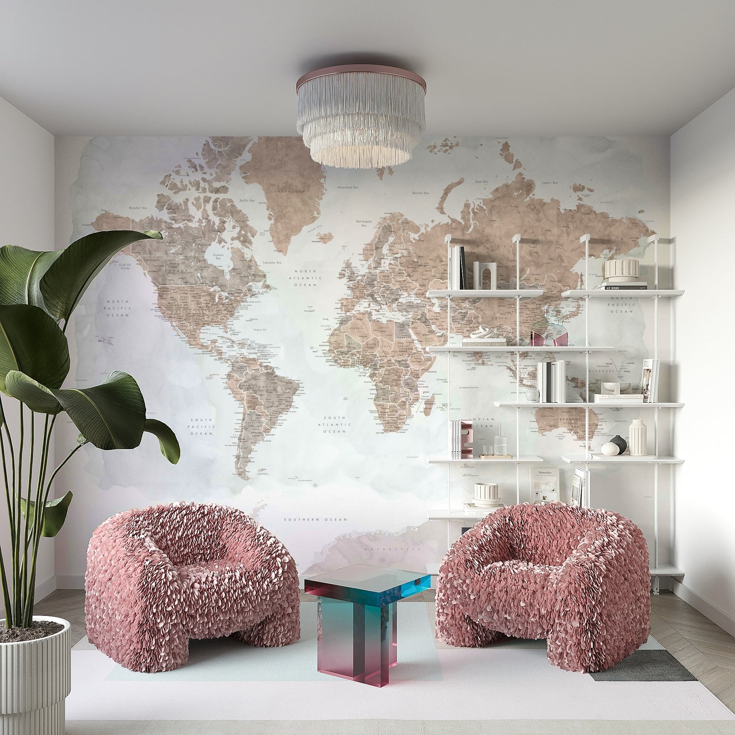 Antique World Map Watercolor Wallpaper