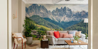 Atmospheric alpine wallpaper for modern and rustic spaces

