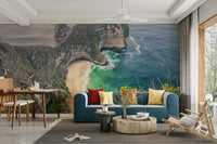 Scenic ocean wallpaper with hidden beach design

