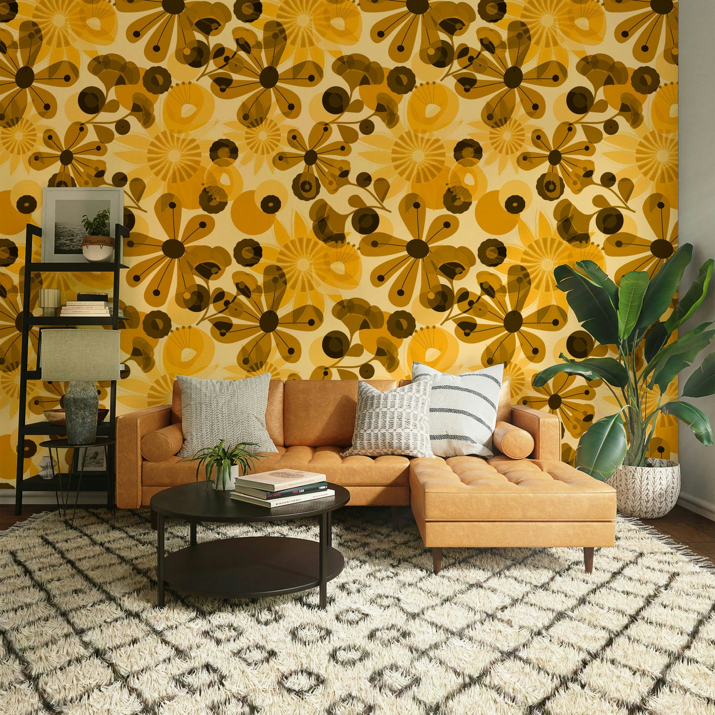 Bold floral shapes wallpaper for walls

