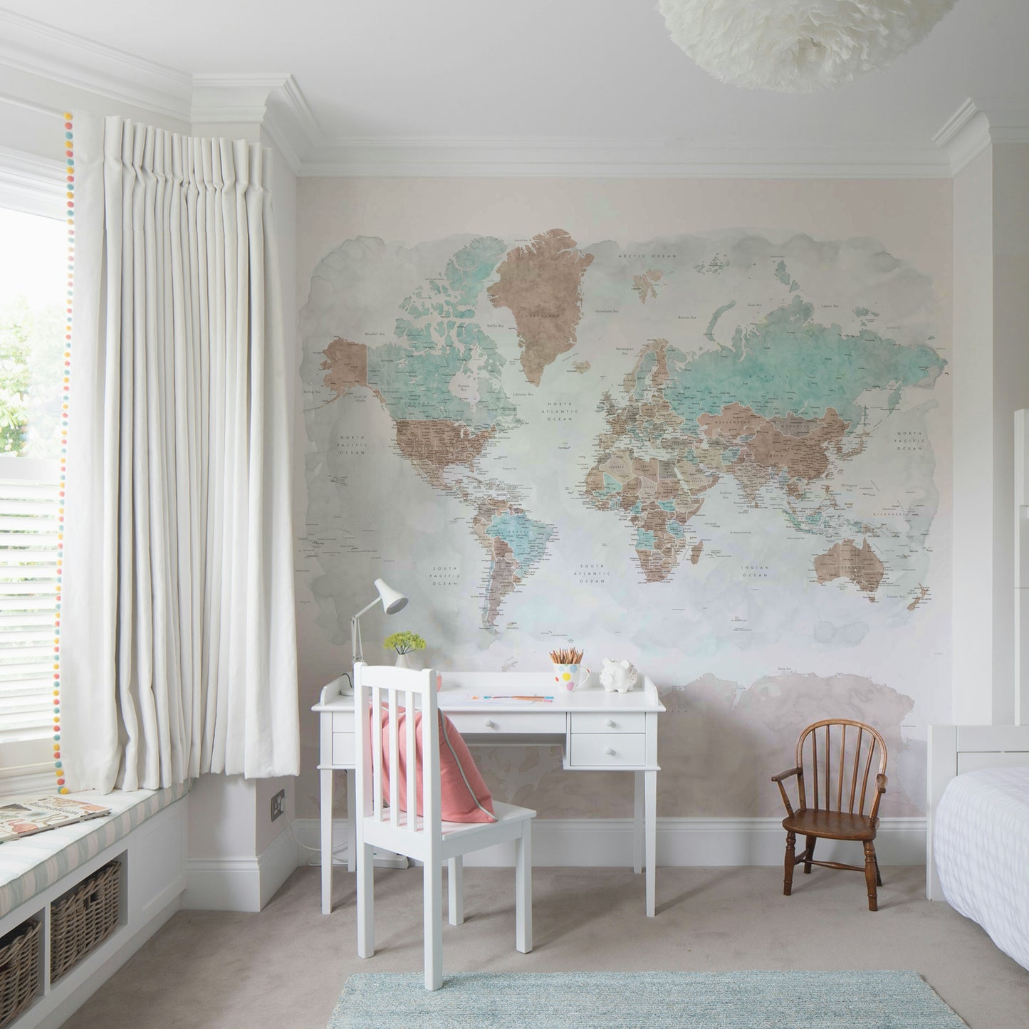Neutral Watercolor World Map Wallpaper