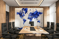 Dramatic watercolor map in rich indigo shades

