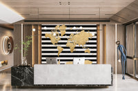 Luxury wall décor with gold watercolor world map

