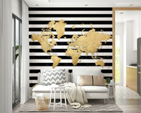 Black and gold world map for office or study

