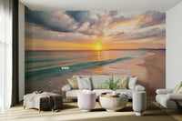 Shoreline-inspired wallpaper for walls with subtle waves

