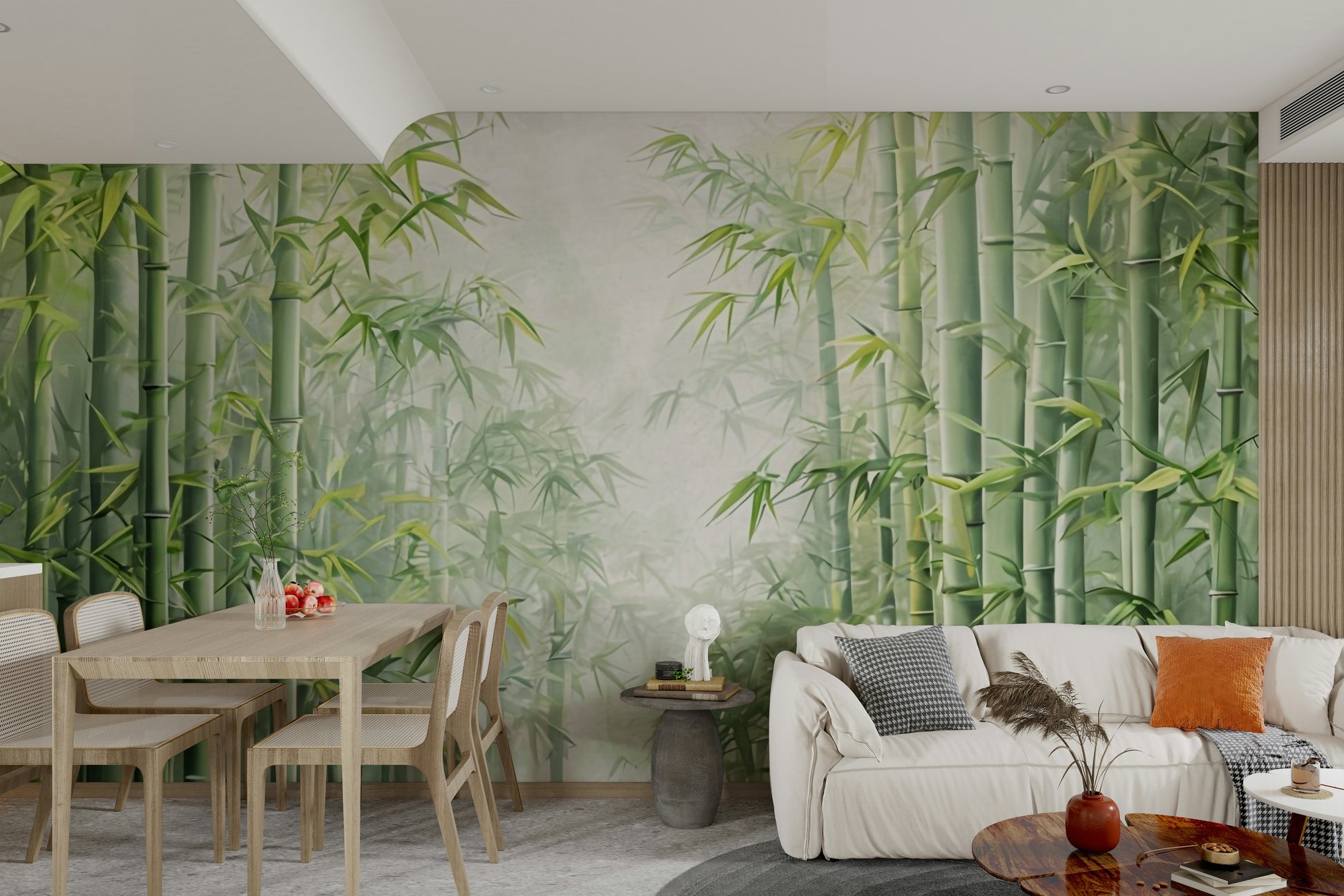 Wallpaper for walls with serene nature bamboo elements

