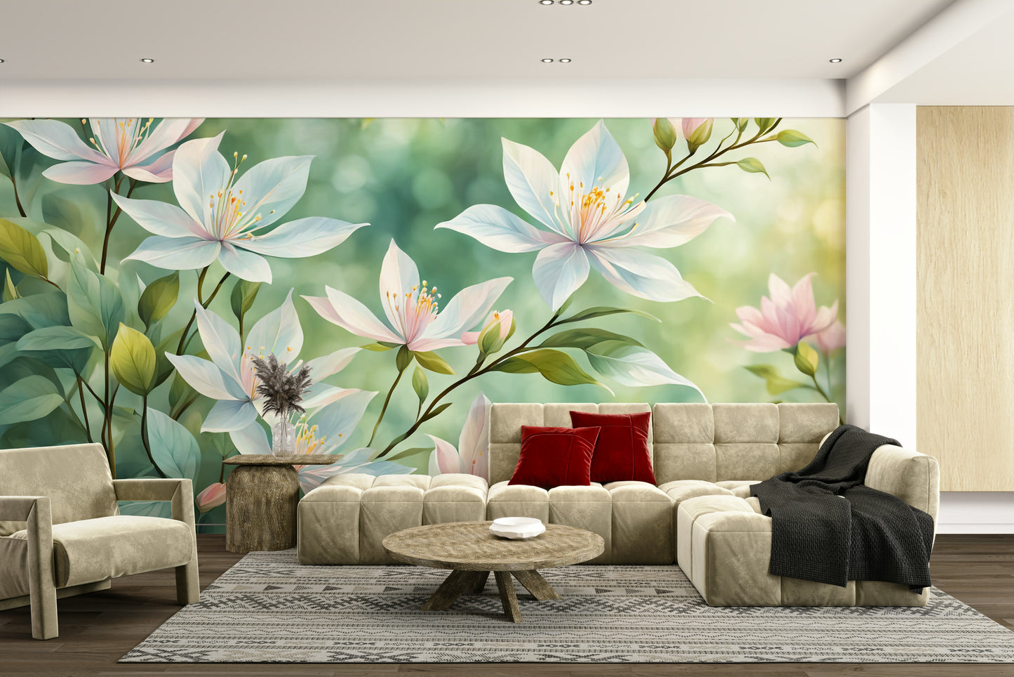 White flower wallpaper with light, dreamy aesthetic

