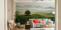 Scenic wall wallpaper with elegant rolling hill visuals

