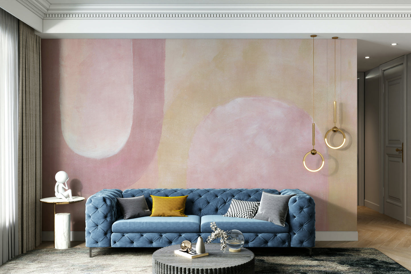 Blush pink wallpaper with elegant brush strokes

