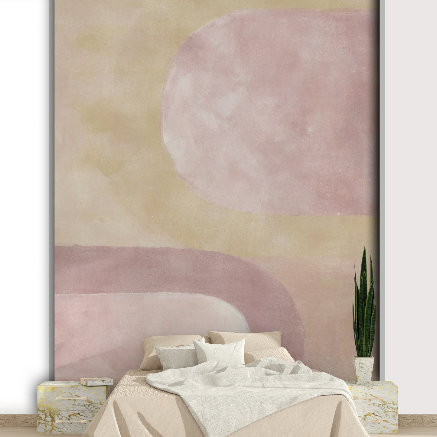 Neutral pink and beige wall covering

