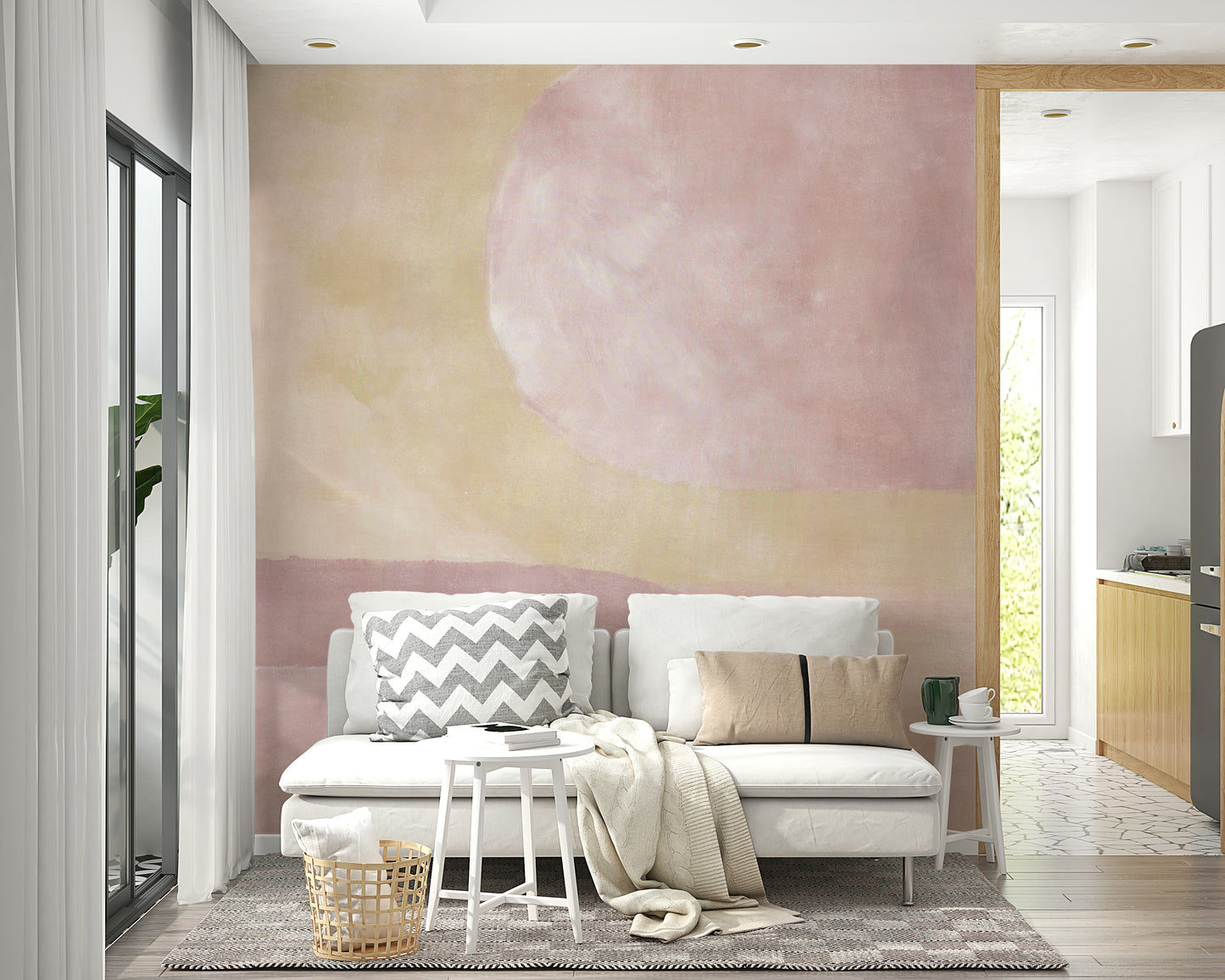 Blush and cream organic shapes wall art


