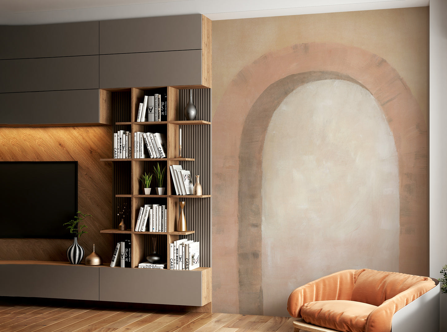 Modern blush arch design wallpaper

