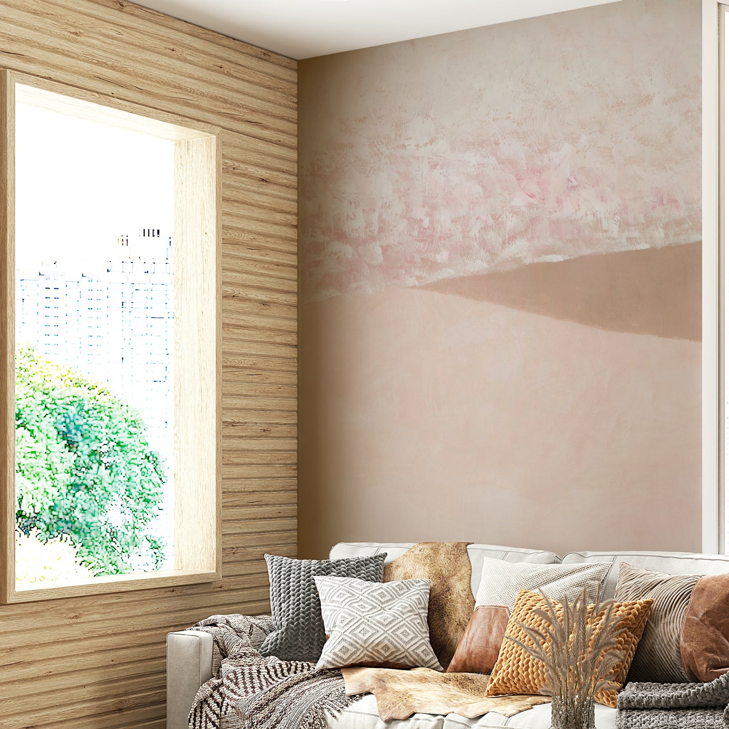 Pale pink beach abstract wallpaper

