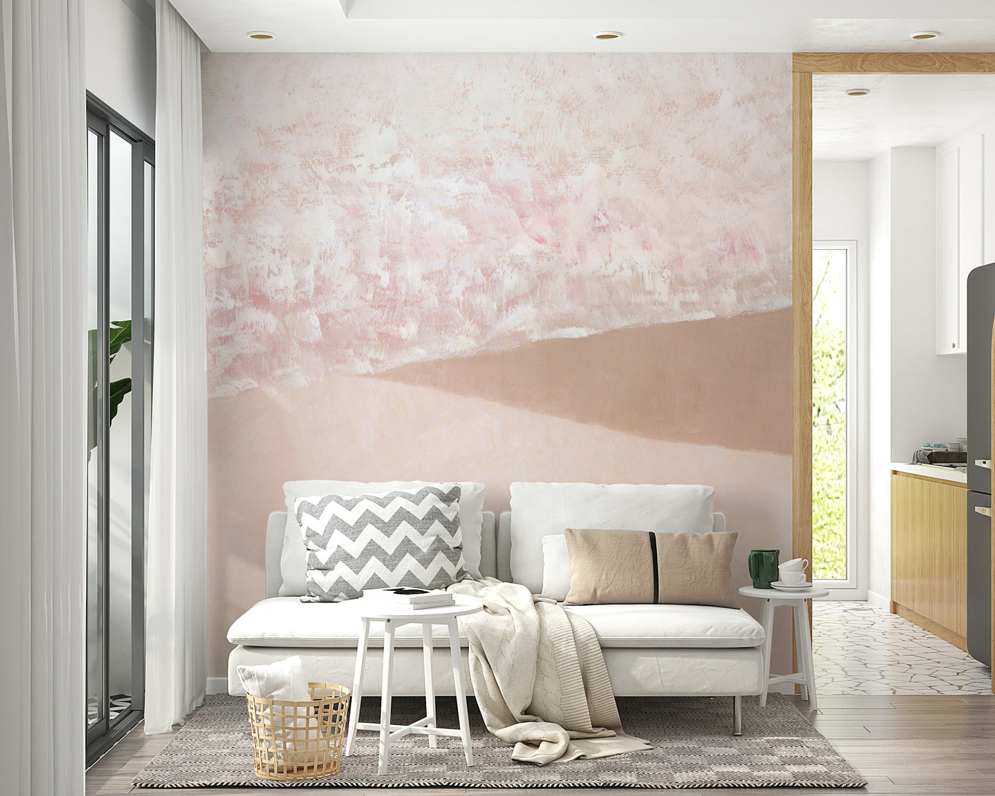 Soft coastal blush wall mural

