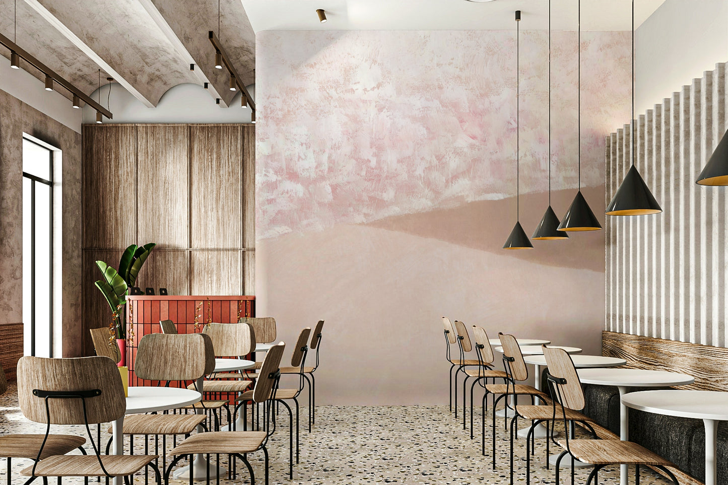 Blush beach-inspired wallpaper design

