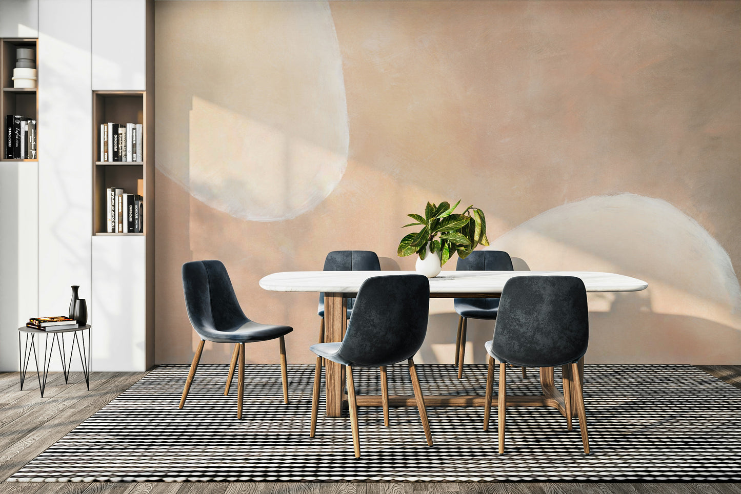 Misty neutral shapes wall mural

