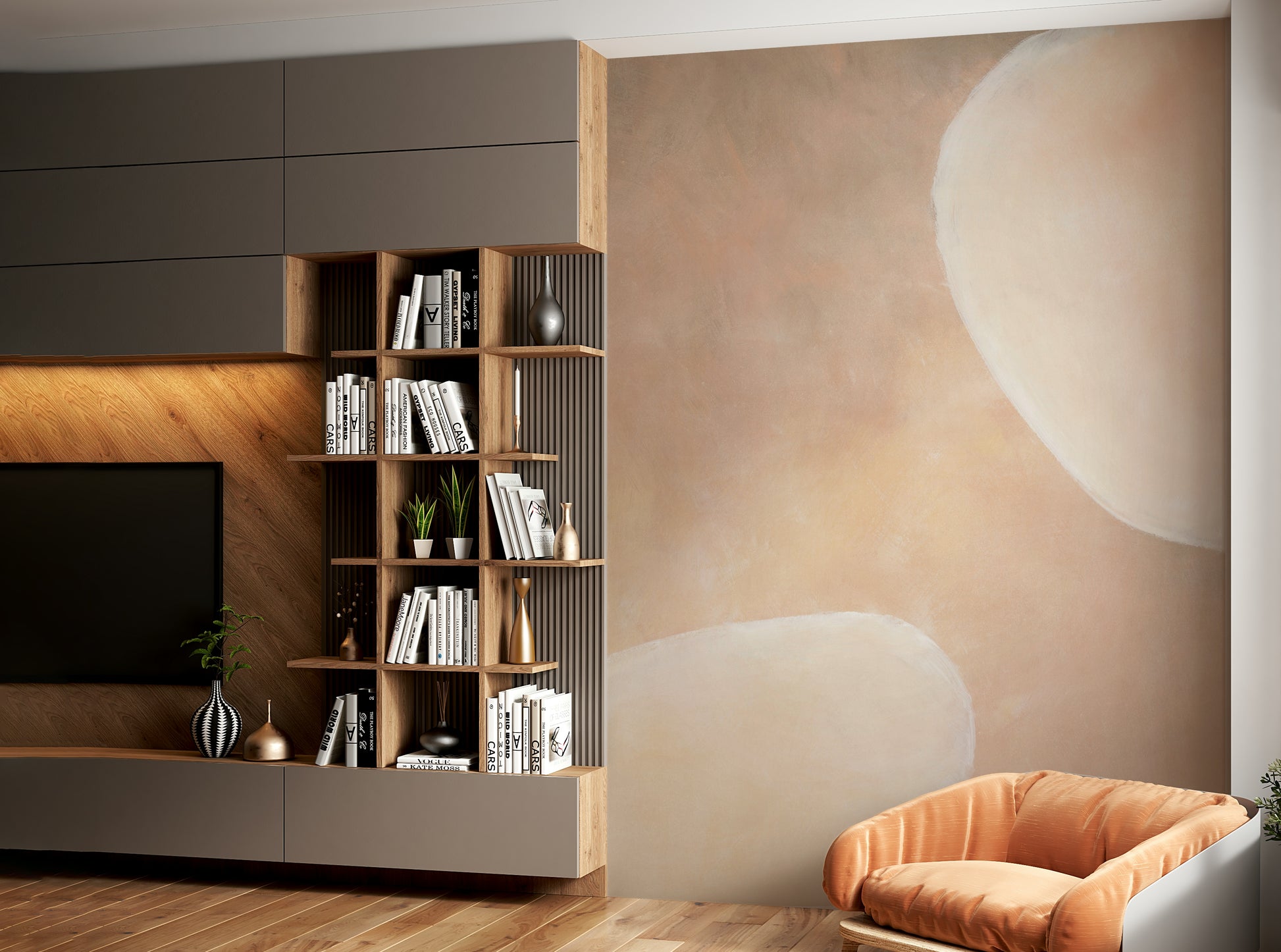 Textured wall art in earthy neutrals

