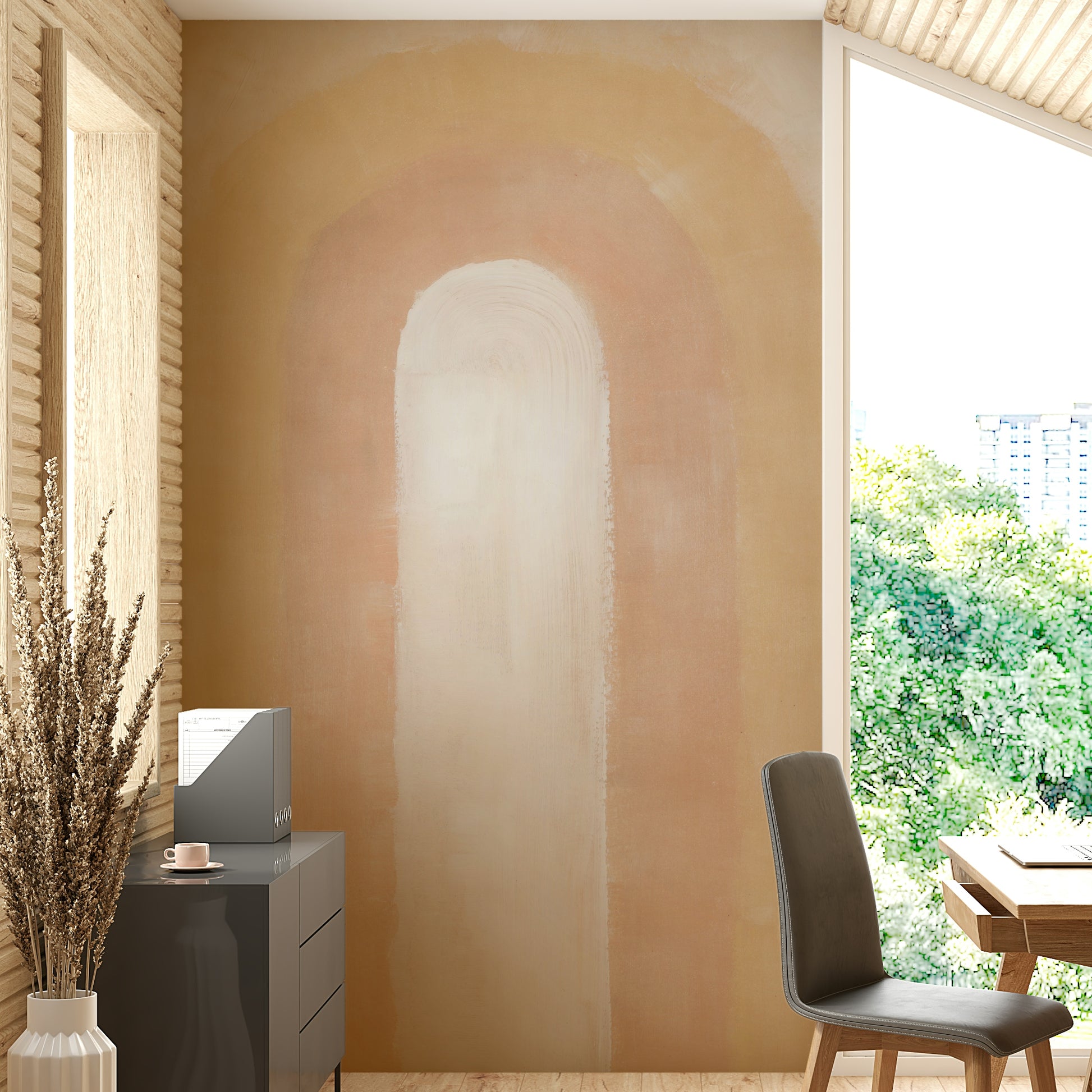 Contemporary golden arch wall art

