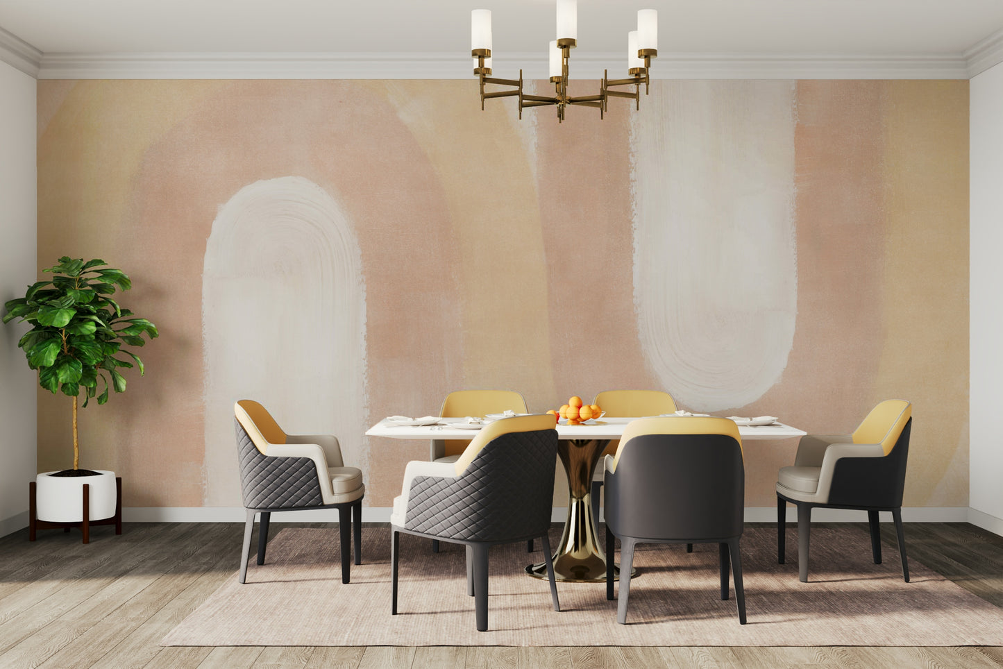 Blush and peach wave wall mural

