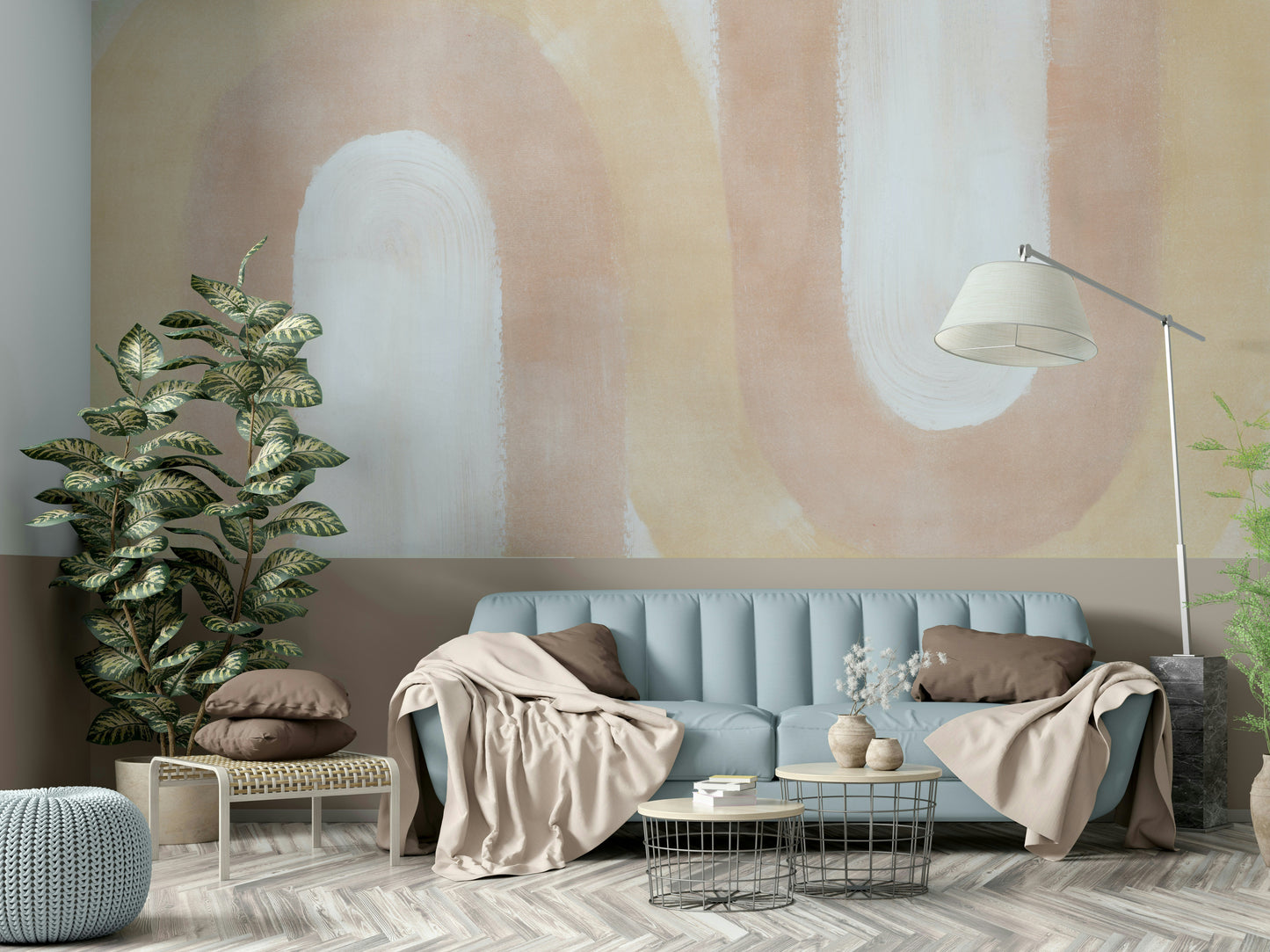 Flowing abstract wallpaper in peach tones

