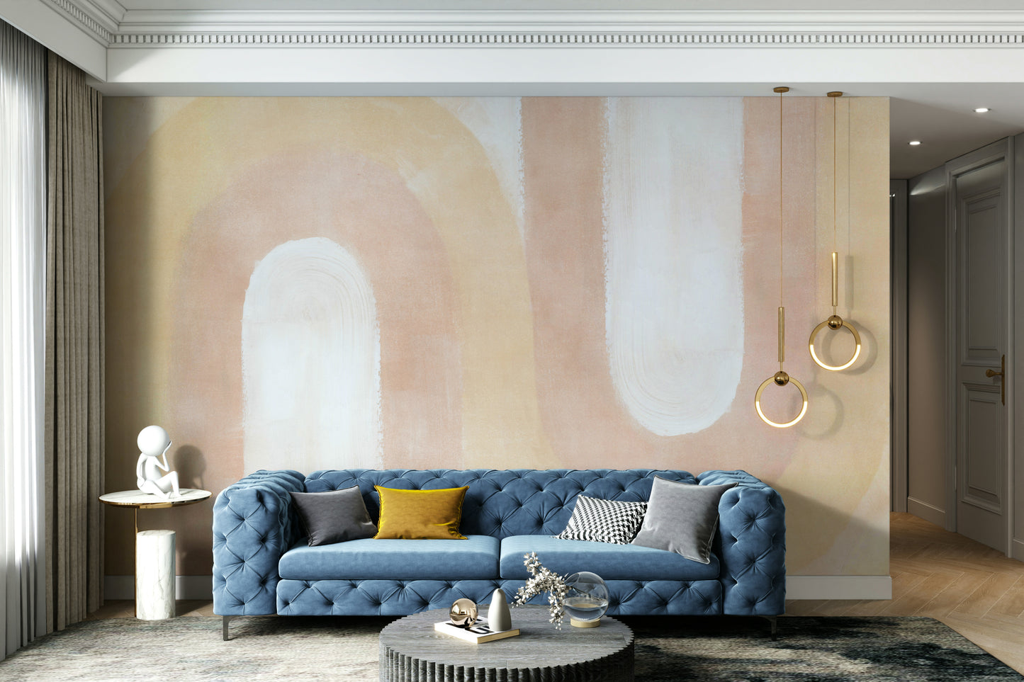 Peachy pink flowing wall art


