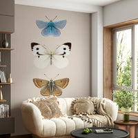 Elegant butterfly wall design in soft pastel tones

