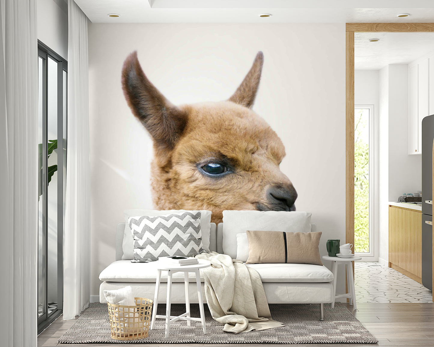 Adorable llama mural for nursery or kids’ room

