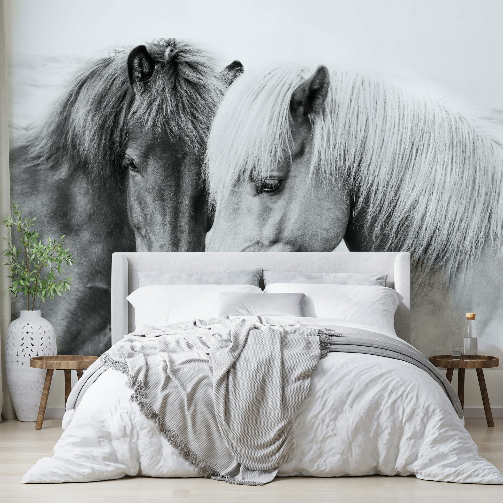 Graceful horse love design in wall mural format

