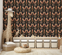 Phoenix wall art mural with warm golden hues

