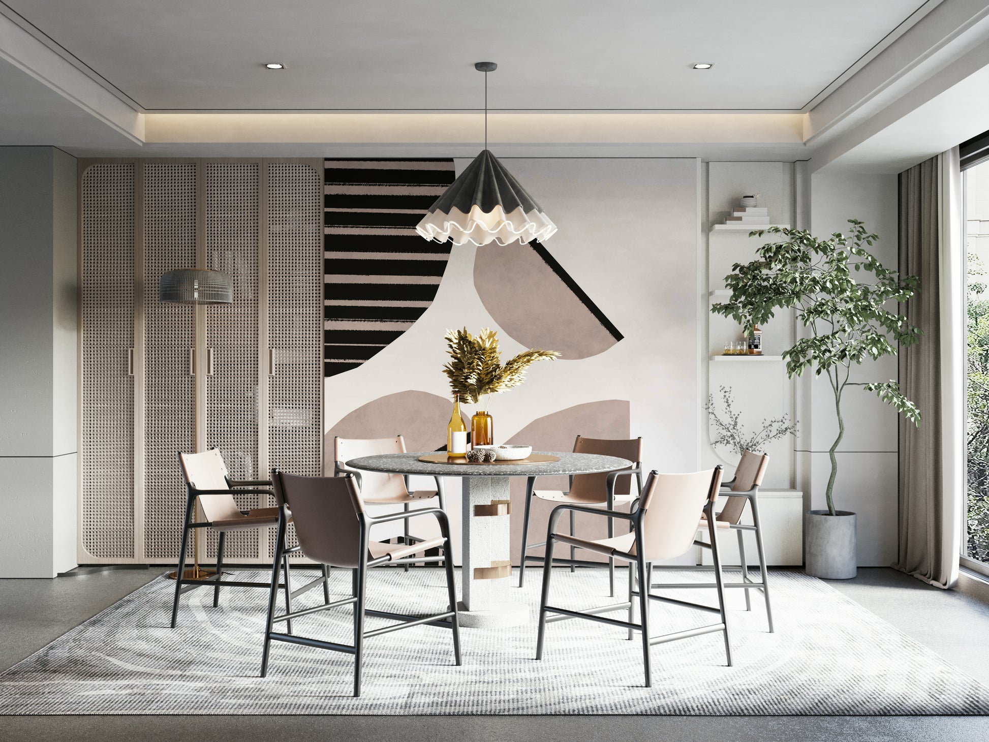 Minimalist abstract wallpaper design in neutral tones.