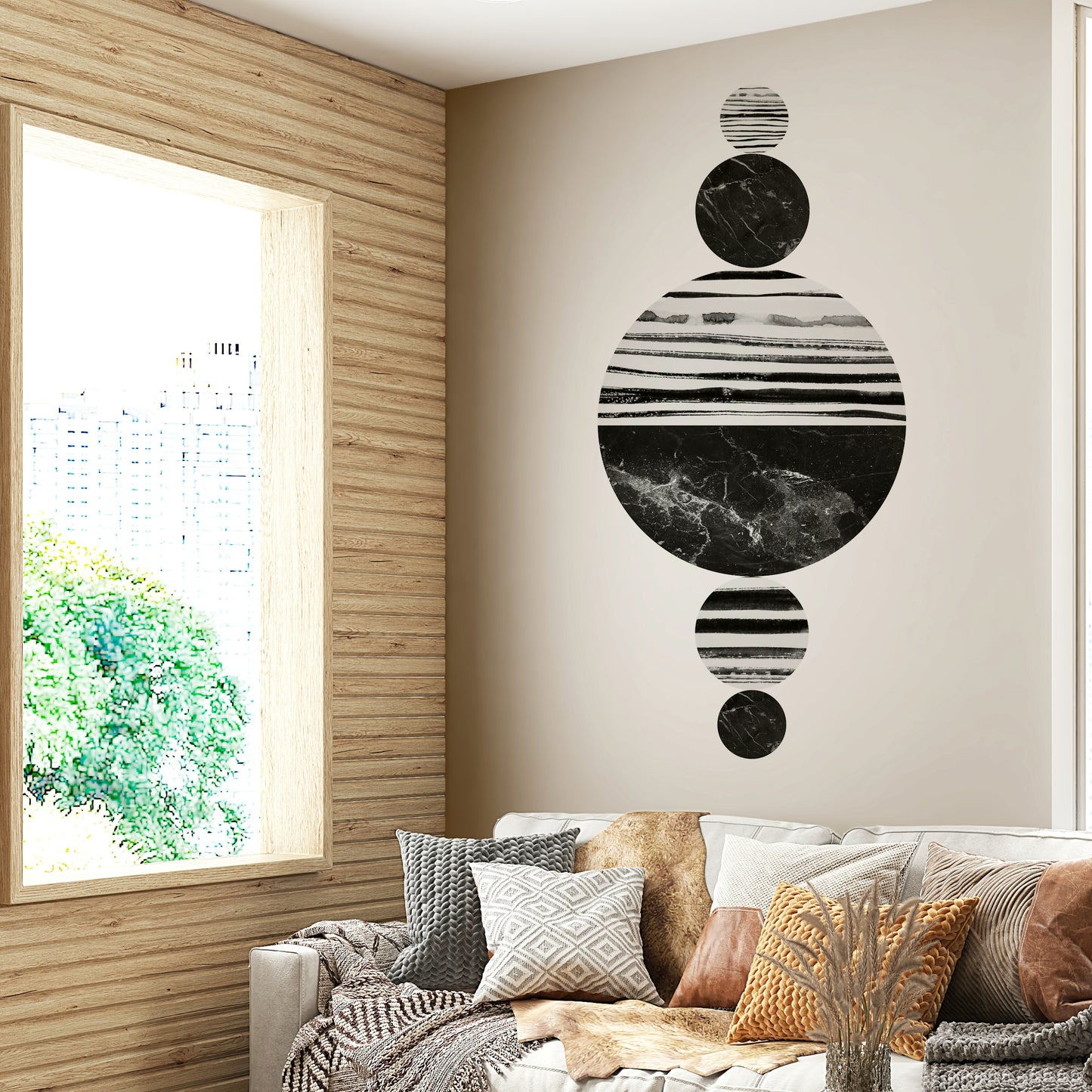 3D effect abstract shapes wallpaper for modern decor