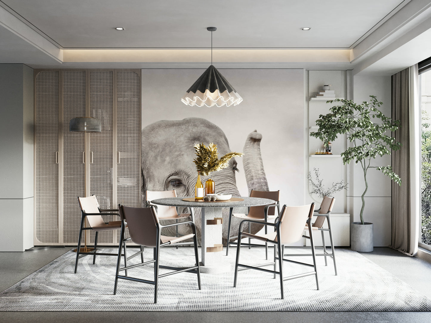 Safari-themed baby elephant wallpaper for kids' rooms