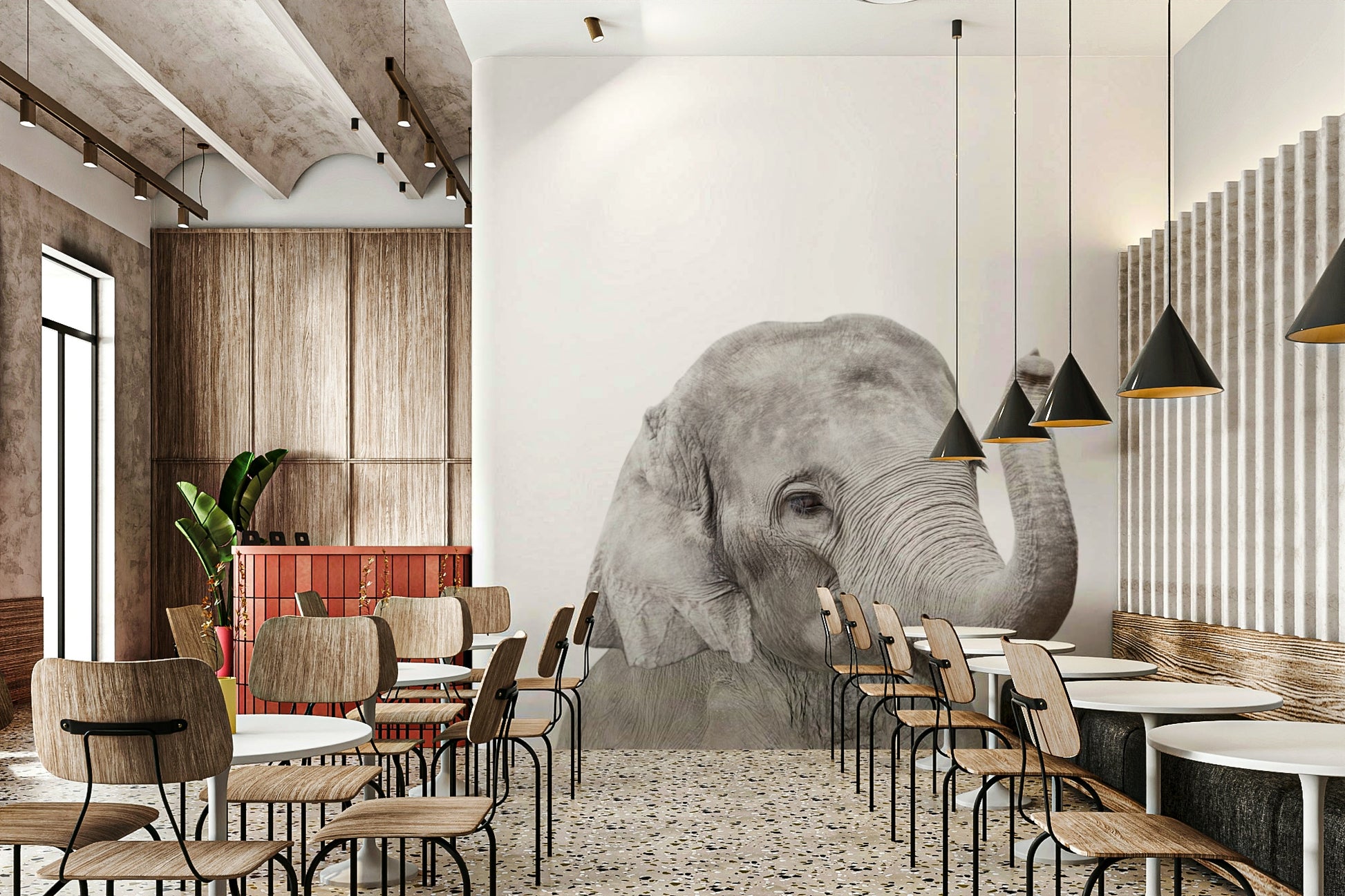 Whimsical baby elephant wallpaper for playful spaces