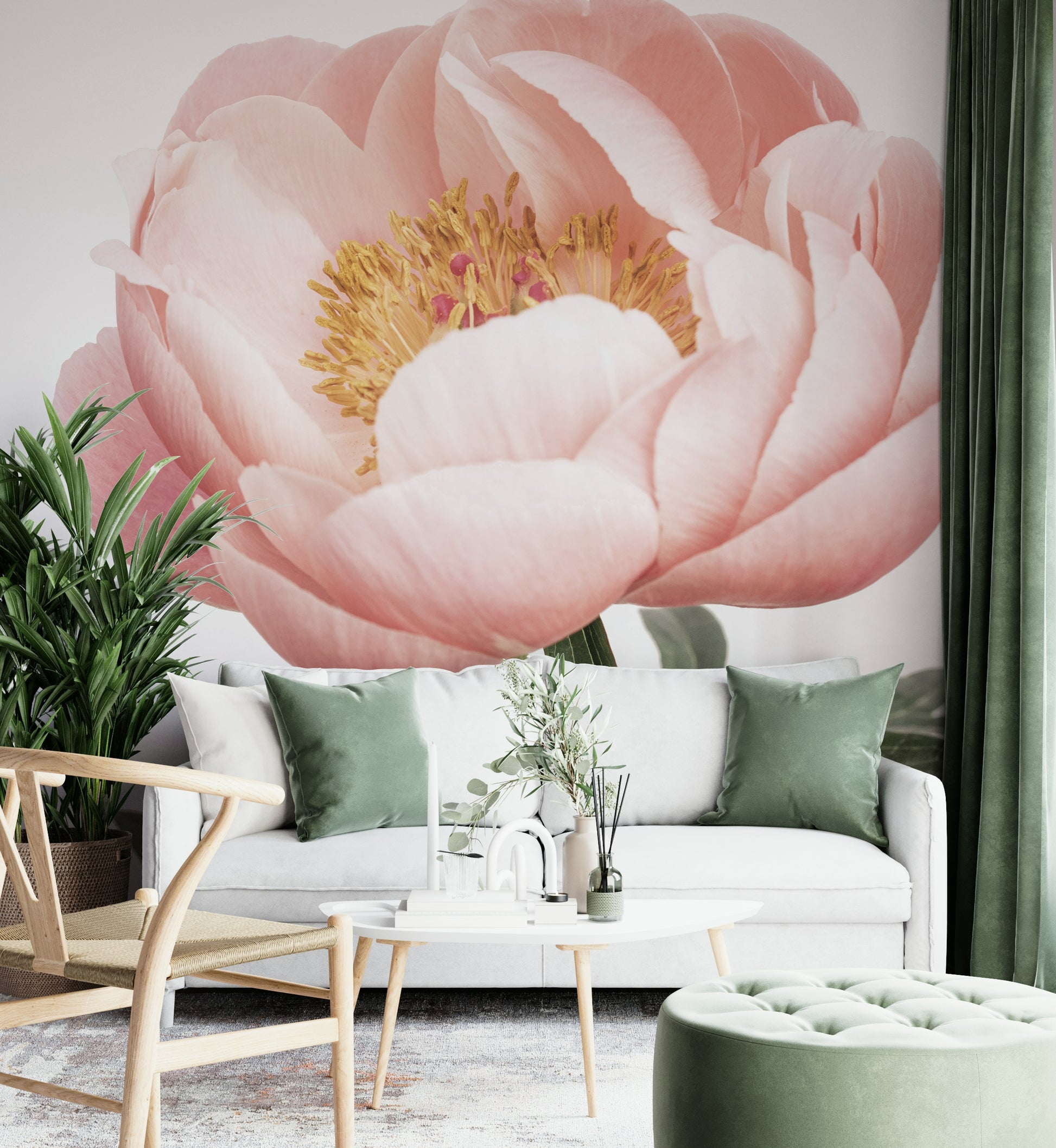 Realistic peony flower wallpaper mural

