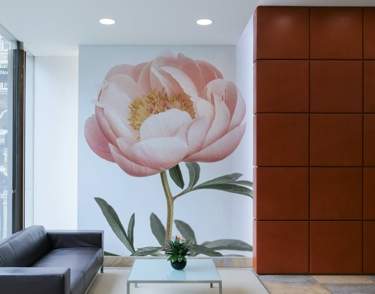 Elegant floral wallpaper with peony

