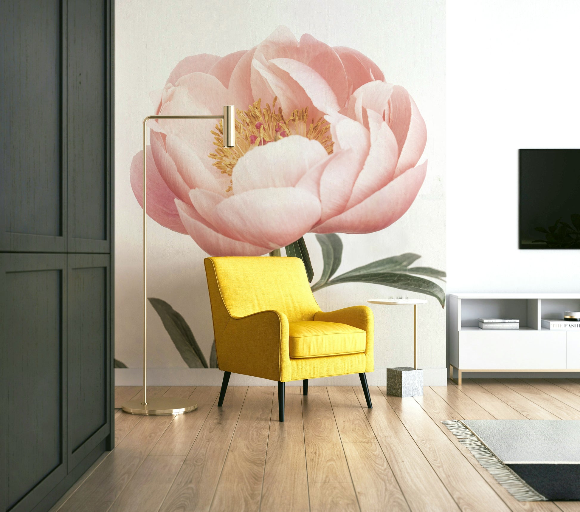 Delicate peony wall design print

