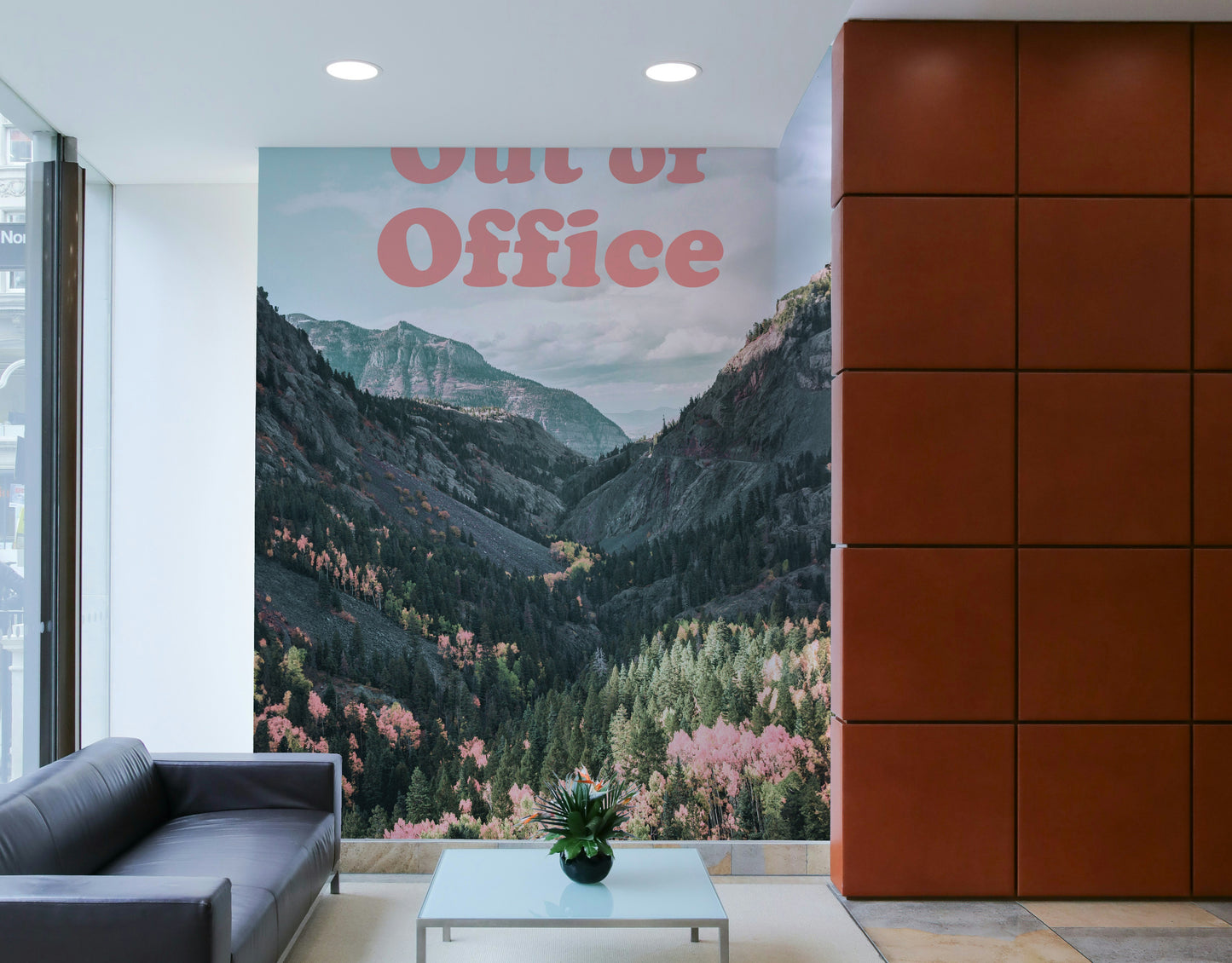 Out of office mountain wall wallpaper

