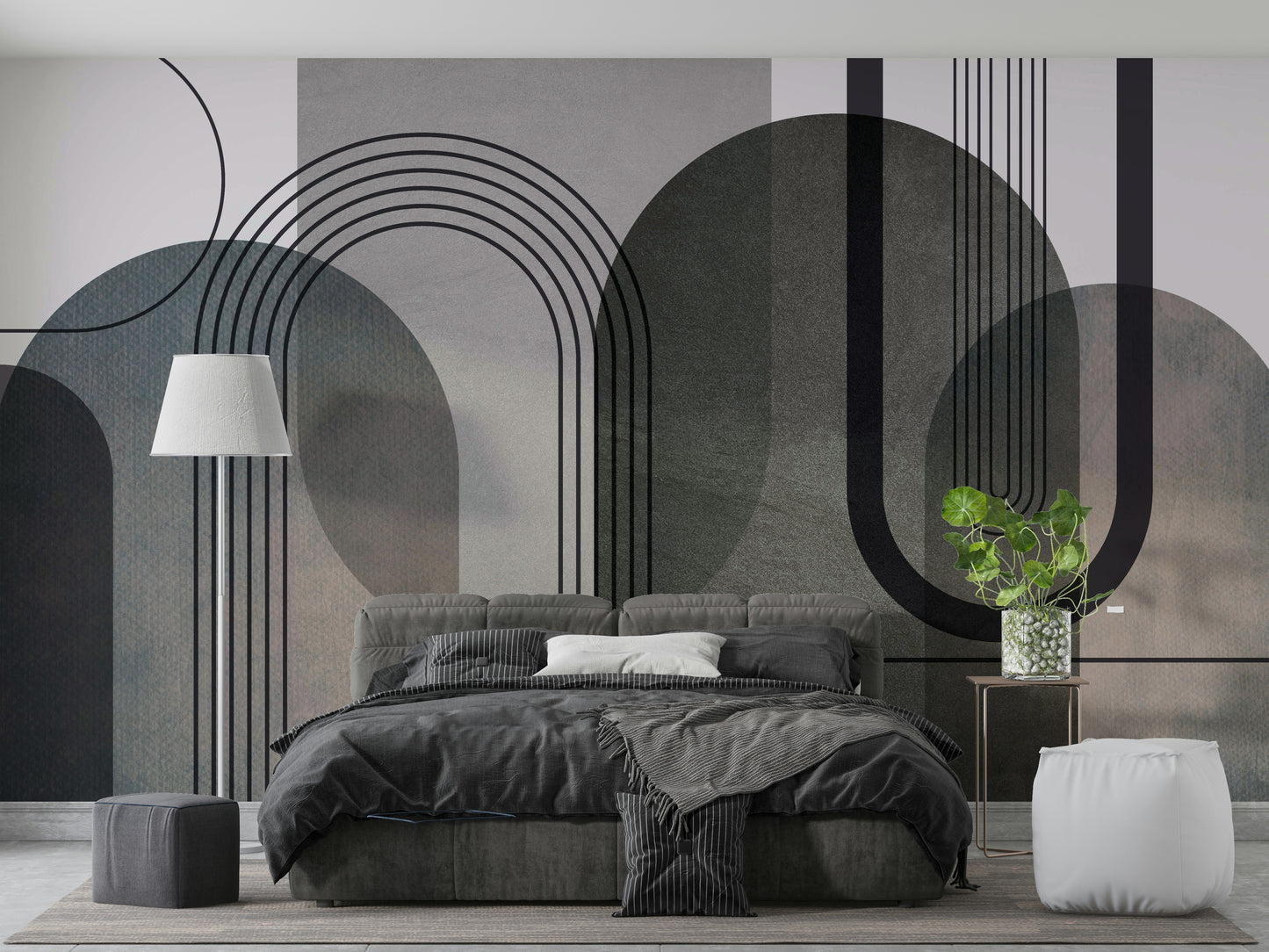 Modern abstract wall design with arches

