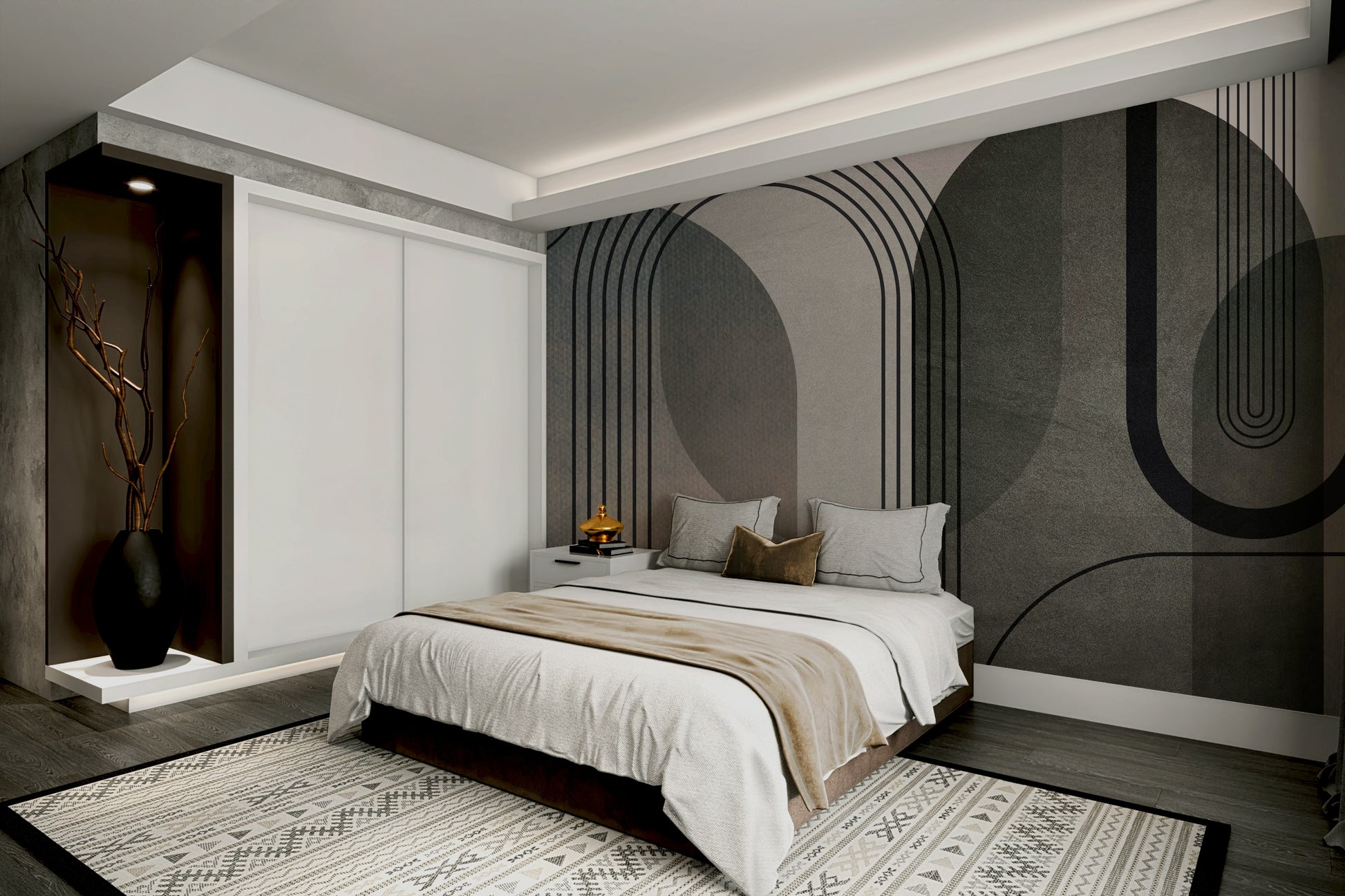 Overlapping arches muted tone mural

