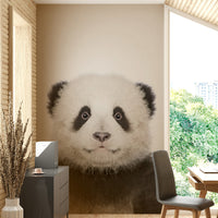 Panda-themed mural for kids' rooms or nurseries

