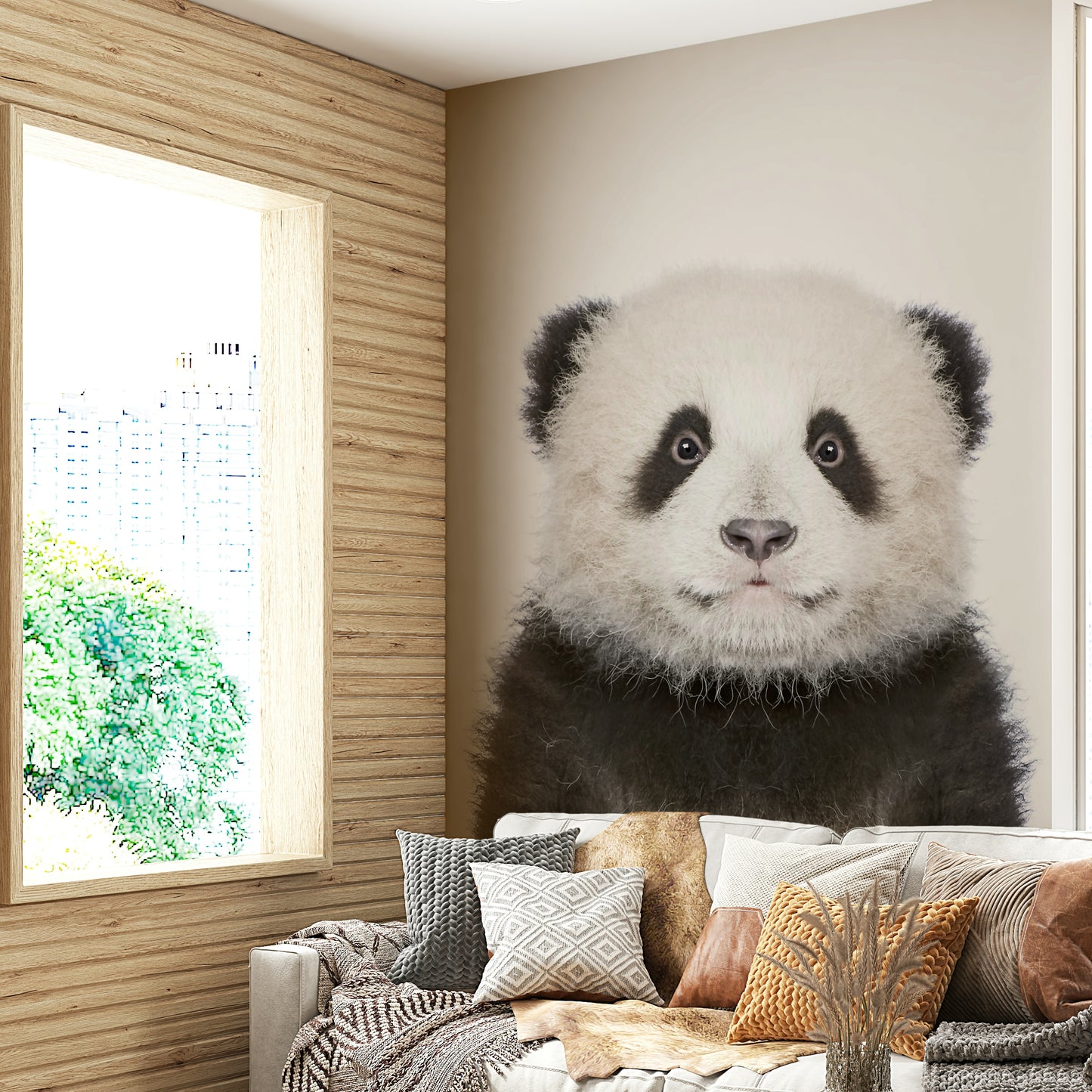 Sweet panda wall mural for animal lovers

