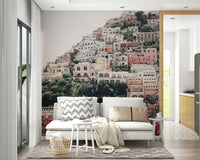 Colorful and vibrant Positano wallpaper design

