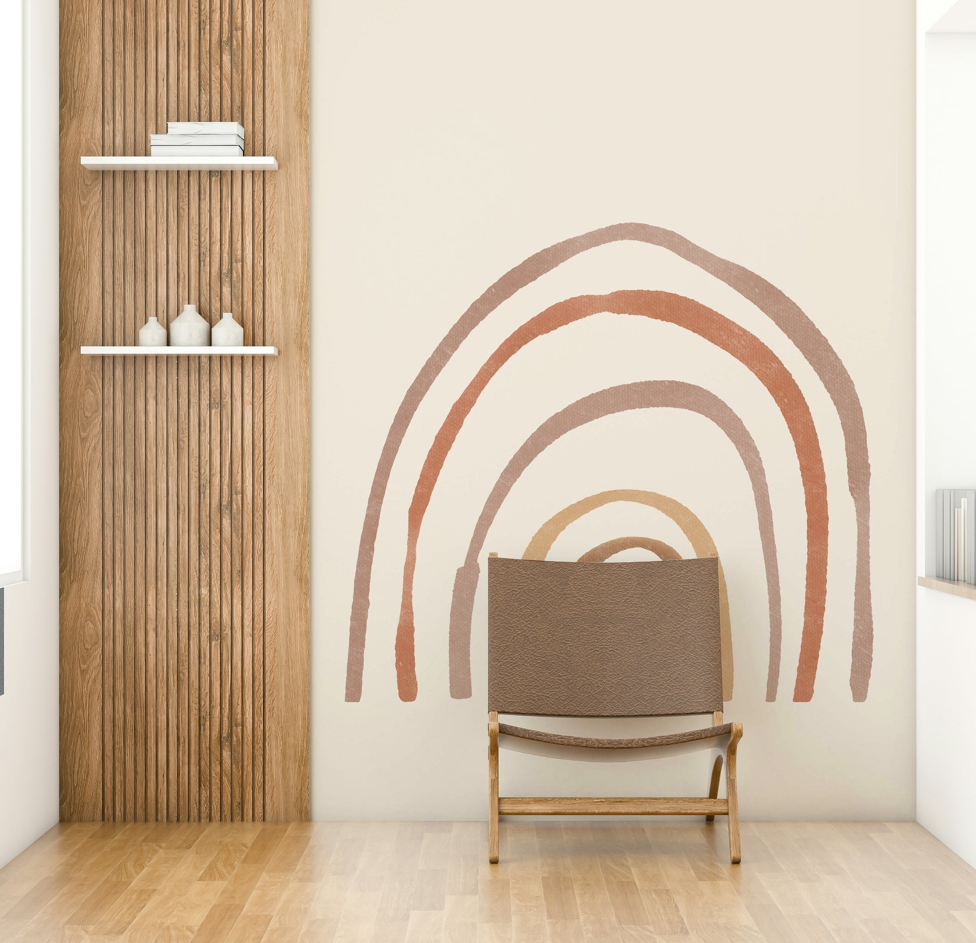 Abstract rainbow lines in warm tones

