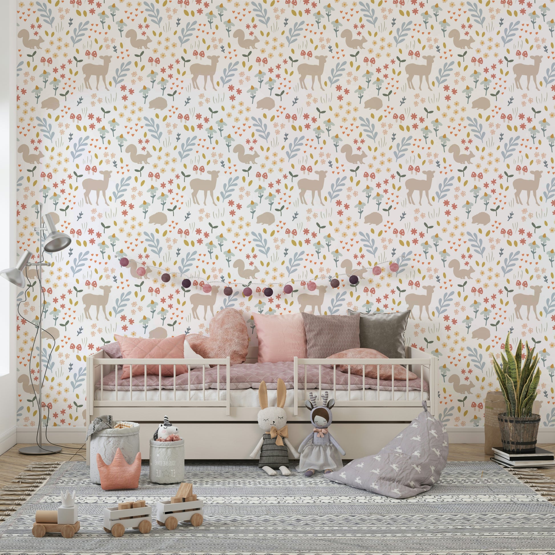 Playful woodland print wallpaper for walls

