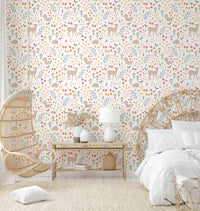 Cute woodland scene wallpaper for bedroom

