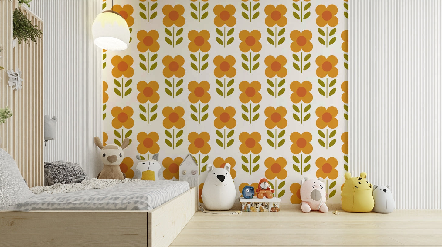 Groovy daisy pattern wallpaper for walls

