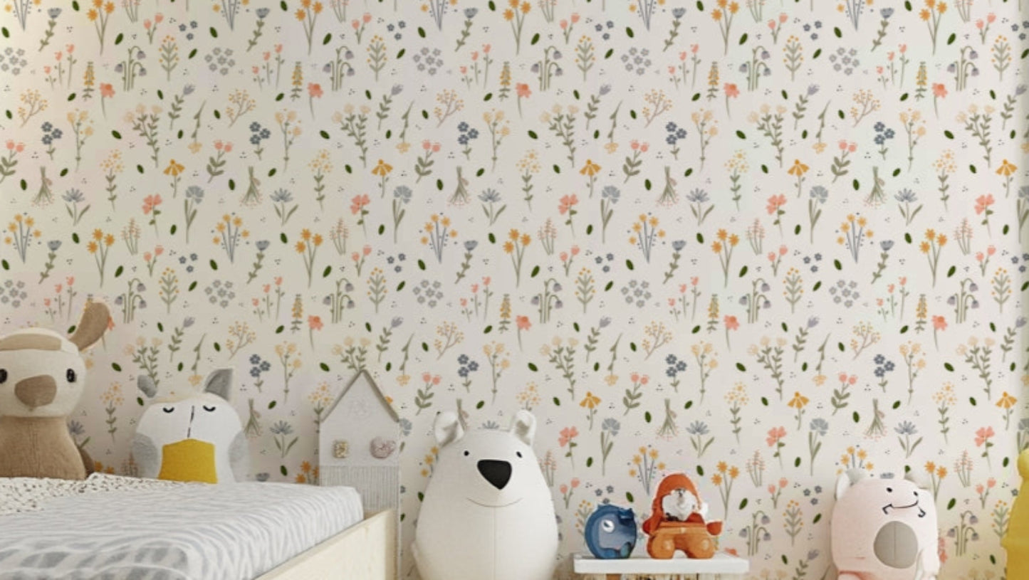 Soft pastel floral wallpaper for walls

