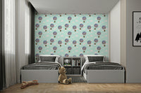 Charming floral hot air balloons wallpaper for playful interiors

