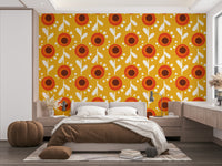 Groovy orange flower wallpaper for walls

