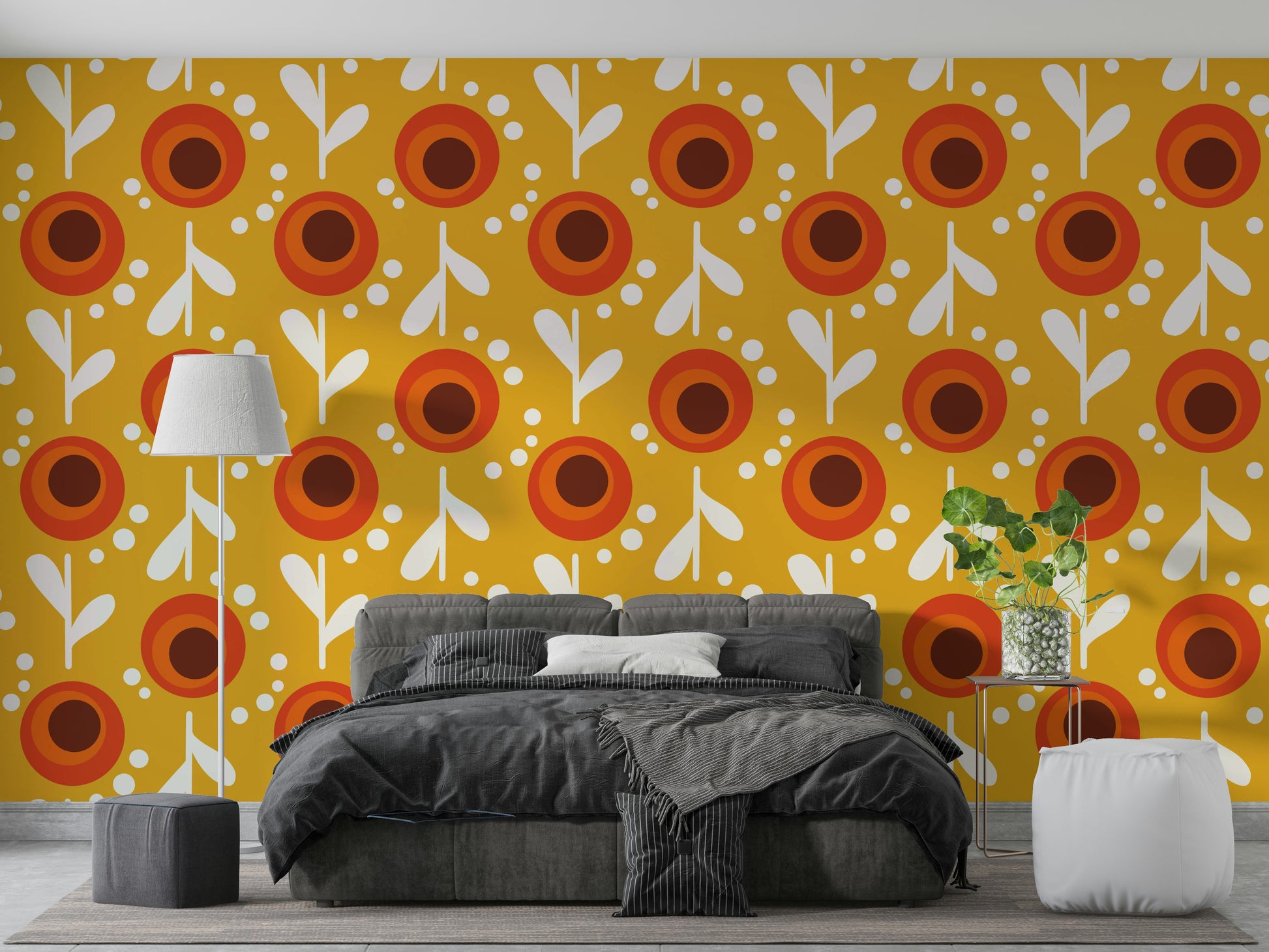 Yellow and red bold flower wall mural

